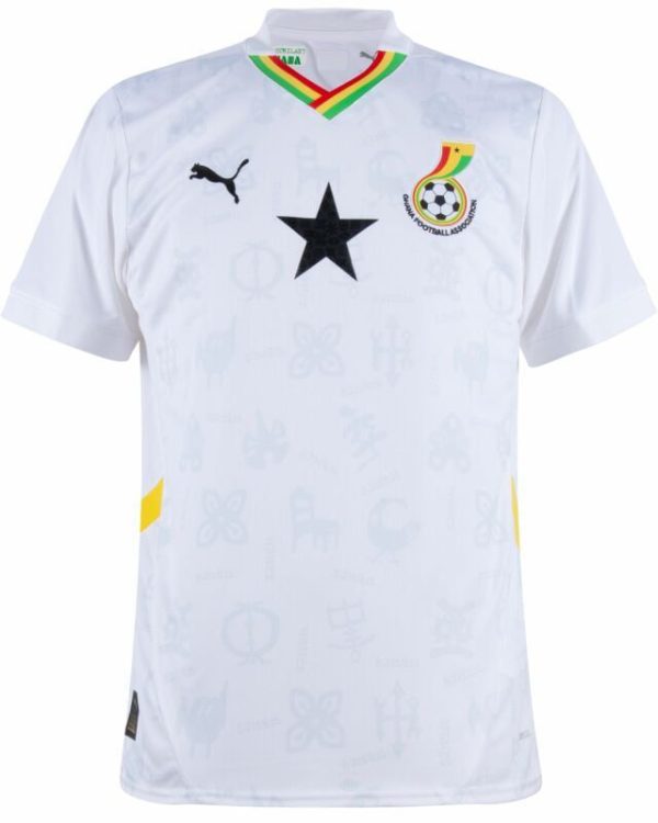 maillot de football blanc ghana – Étoile noire & design Élégant