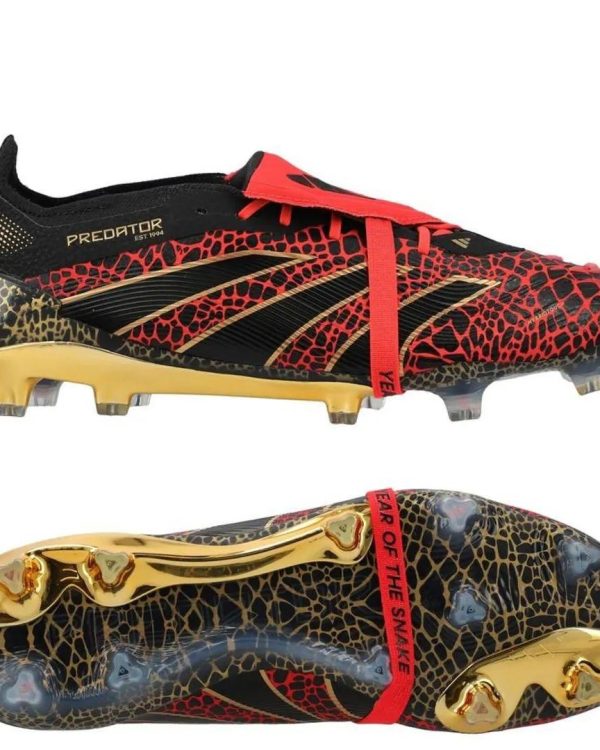 chaussures de football predator édition snake – rouge/noir/or – crampons pro